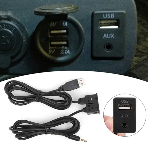 3,5 mm AUX-forlengelseskabeladapter Flush Mount USB-port Hodetelefonkontaktpanelmontering for bil båt