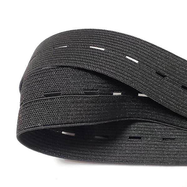 Elastisk knaphulsbånd, praktisk og alsidig sort, b[BEMS] Bredd: 2cm