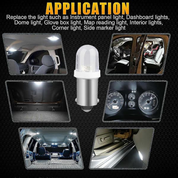 20x 12V Ren Hvit BA9S LED Instrumentpanel Lampe 1815 Dashbord Måler Interiørlampe Edition 5 5 5