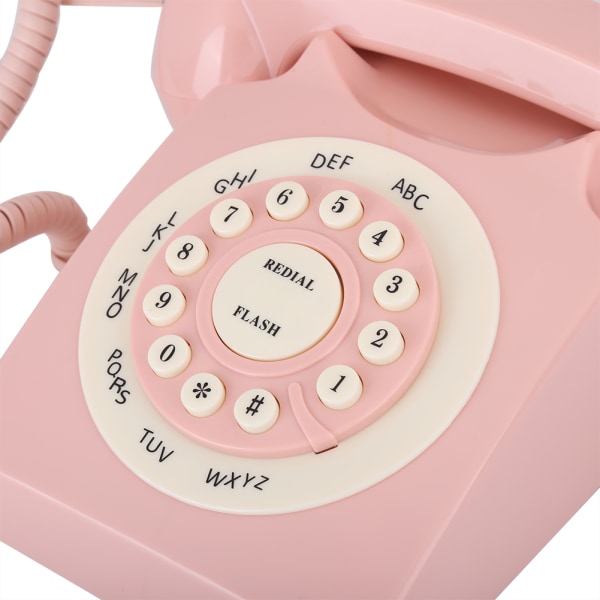 Vintage -puhelin Teräväpiirtopuhelun laadukas langallinen puhelin kotitoimistoon Pink++