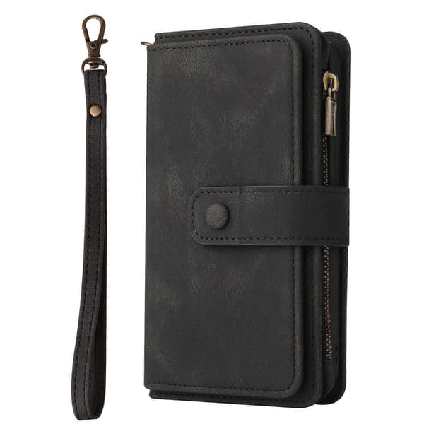 Hudkänsla Multi Kortplatser Dragkedja Plånbok Läder Telefonfodral Black Black For Honor 200