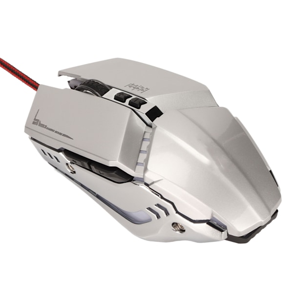 Ergonomisk Gamingmus med 4 Justerbara DPI, Andnings-RGB-Bakgrundsbelysning, Noggrann Kontroll, Kontorsmus för Dator, Bärbar Dator, PC, Silver
