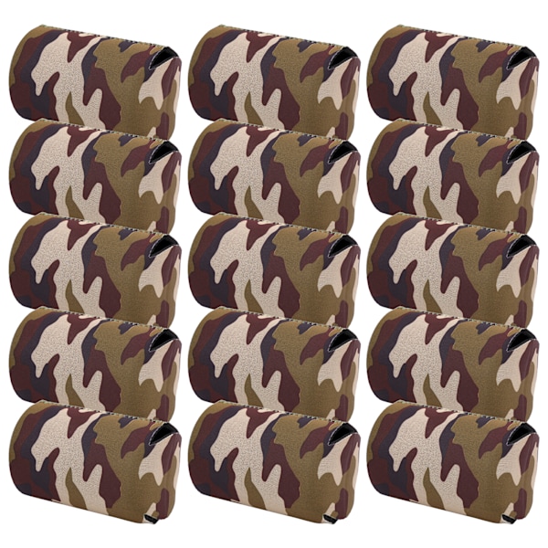 15 st Neoprene Ölhylsor Ölburkskydd Dryckflaska Tennkylare Hylsor Hållare Kamouflage Gräsgrön