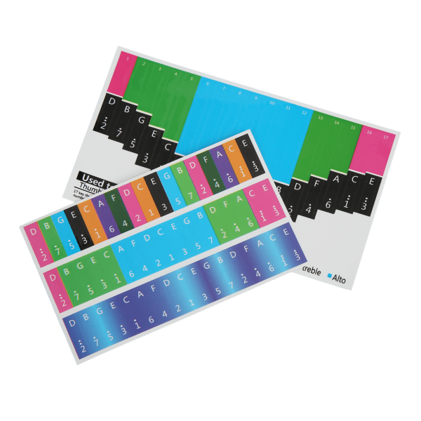 Färgglada Kalimba-skala-klistermärke med tumpiano-tangenter Musiknotdekoration för nybörjare17 tangenter Universal //+