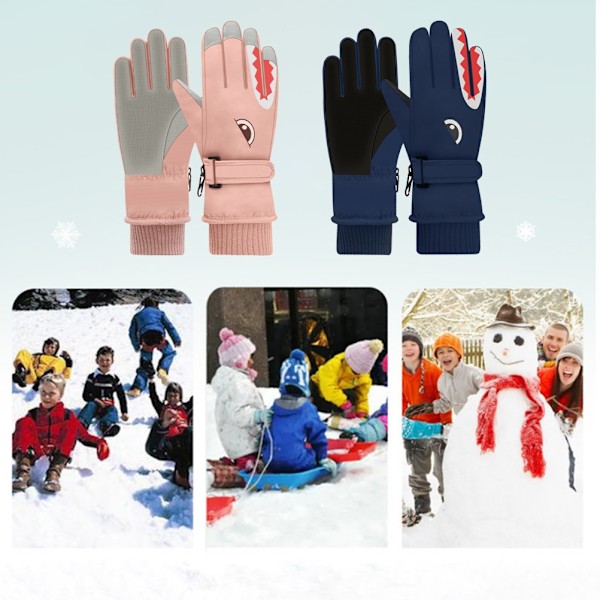 Børneskihandsker Vinterhandsker Vandtætte Termiske Handsker Anti-Slip Vindtætte Varme Handsker til Ski Løb Cykling Vandreture