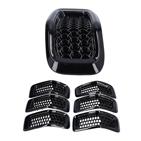 7-pack Frontgrillinsatser Grillskydd Trimtillbehör Passar Jeep Cherokee 2014-2018 Blank Svart Ram