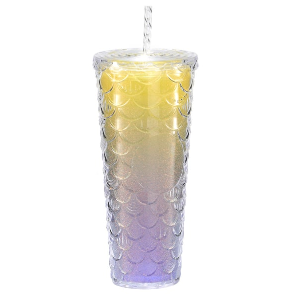 BE-2023 Color Laser Koi Straw Cup 701-800ml Gradient Yellow Purple