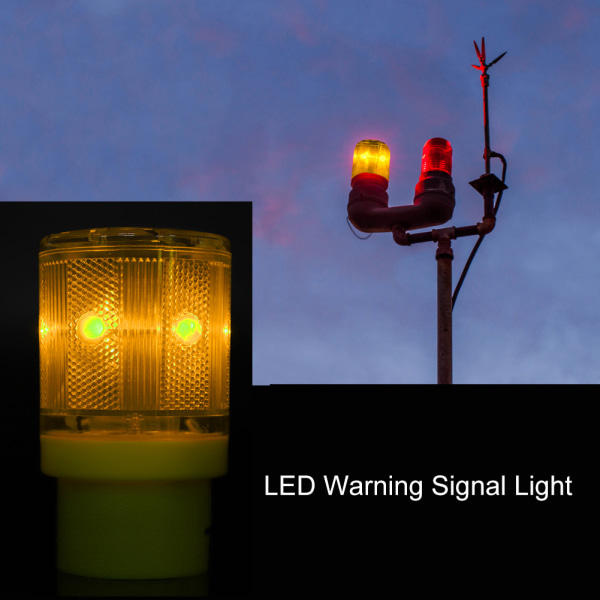 Blinkende LED-advarselssignallys Solenergi Nødsikkerhedsalarm Strobelampe (gul)/