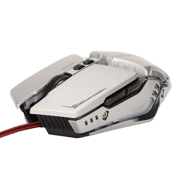 Ergonomisk Gamingmus med 4 Justerbara DPI, Andnings-RGB-Bakgrundsbelysning, Noggrann Kontroll, Kontorsmus för Dator, Bärbar Dator, PC, Silver