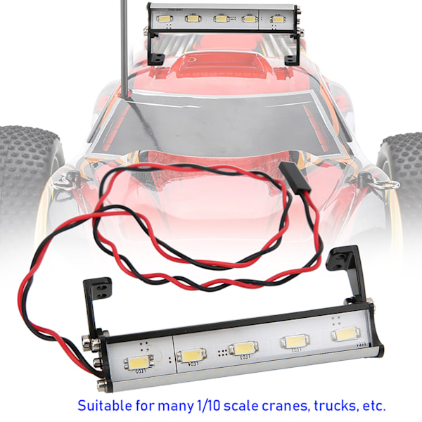 Modellbil Lysstang Universal Høylys 6 LED Utbyttingssett for 1/10 Kraner Lastebiler 70mm