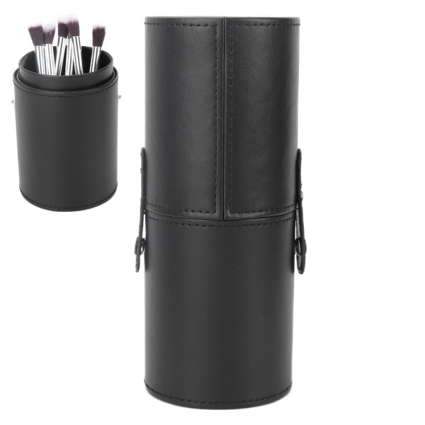 TIMH Makeup Brush Holder Organizer Bärbar PU kosmetisk borste Förvaringspåse Box Tillbehör (svart)