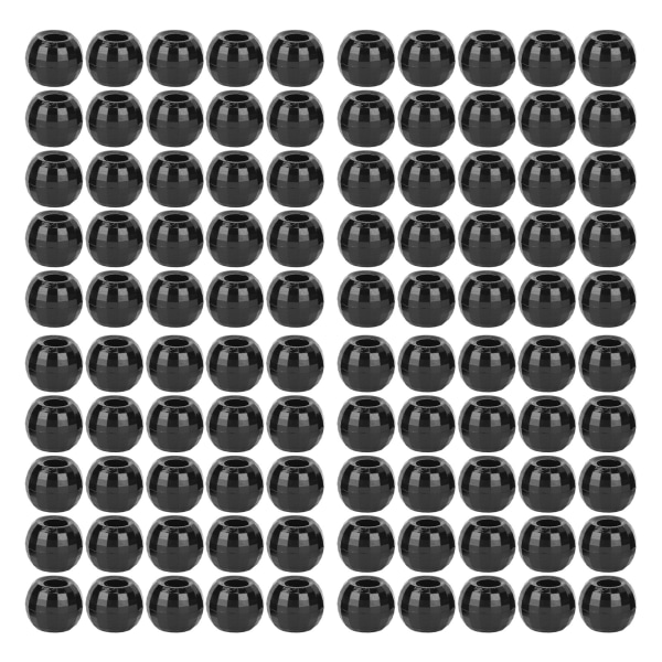 100st Hårflätningspärlor Plast Stort hålsektion 12mm Dreadlocks Hårflätningspärlor Svart ++/