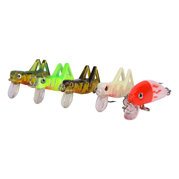 T0046 5 stk Universal Livaktig Ferskvanns Hard Bait Grasshopper Minnow Sett Kunstig Fiske Agnssett