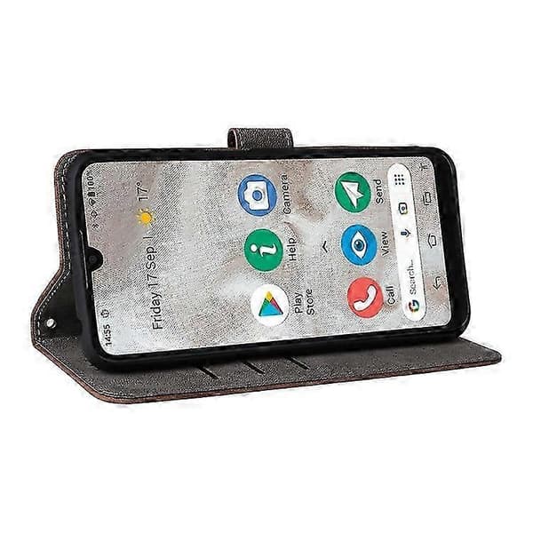 Doro 8100 / 8200 Plånboksfodral med Stativ RFID-skydd PU-läder Telefonfodral & Rem Brown