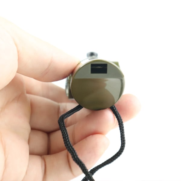 Multifunktion Udendørs Camping Survival Whistle med LED-lys Kompastermometer