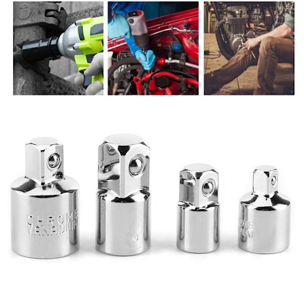 4 stk. 1/4 tommer 3/8 tommer 1/2 tommer Elektrisk Nøglehylster Adapter Konverter Chrome Vanadium Stål Drev Sokkel Led (Forgyldt)