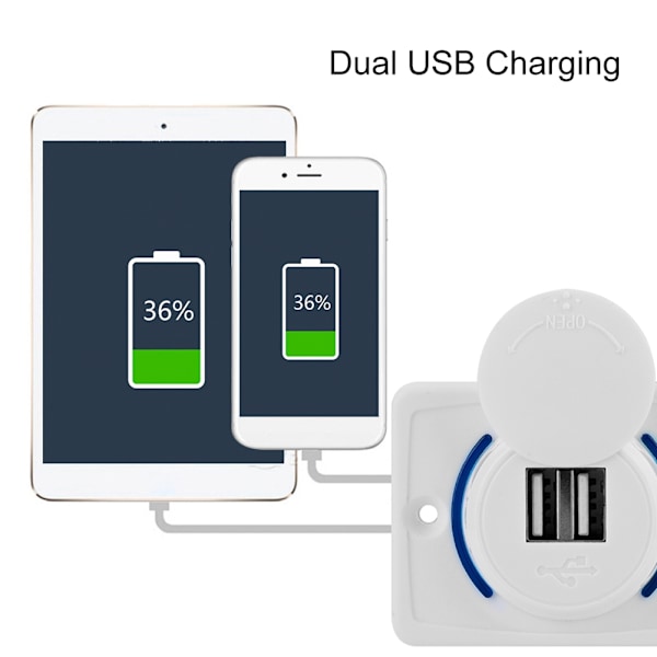 3.1A bilmodificeret USB-oplader med LED-telefonoplader med dobbelte USB-porte