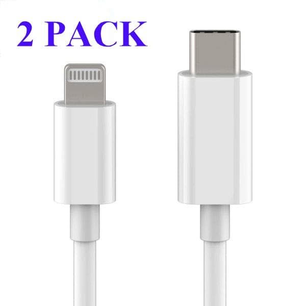 【BEMS】2-pakning USB-C til Lightning-kabel kompatibel med iPhone hurtiglader 2 meter hvit White 2-PACK Kabel