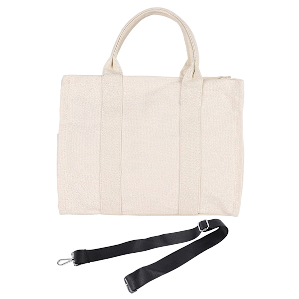 Mulepose Dame Canvas Single Shoulder School Casual Håndtaske med lynlås Justerbar rem Beige M