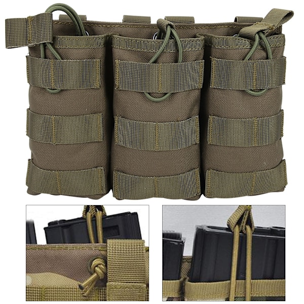 Triple Open Top Magazine Molle Pouch Militærveske for Vest Utendørs Tilbehør (Army green)