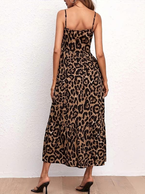Leopardikuvioinen halkiollinen alusmekko Leopard Print S