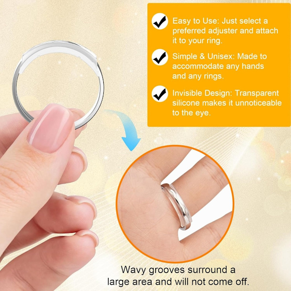 Invisible Silicone Ring Adjuster Set 6-pack, PC Ring Sizer Reducer Compatible with Loose Rings, Easy DIY Customization 3