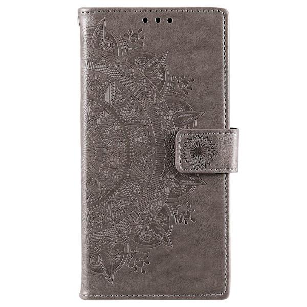 【BEMS】Compatible with Samsung S22 Mandala Wallet Case - Grey grå gray