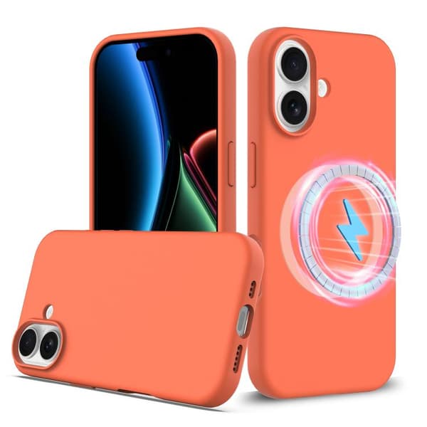 【BEMS】iPhone 17 Stöttåligt Silikonskal med MagSafe Guldorange