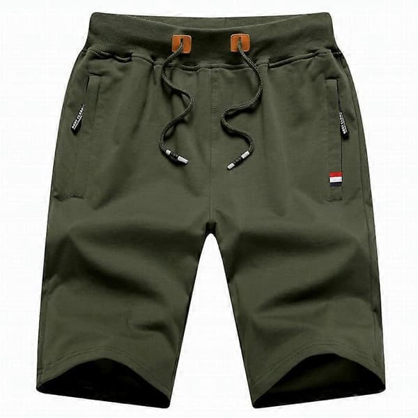 Herreshorts Casual Sommerstrandshorts med snøre, elastisk talje og lommer - Grøn[BEMS] L