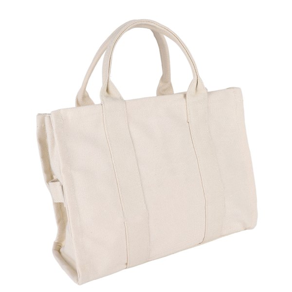 Mulepose Dame Canvas Single Shoulder School Casual Håndtaske med lynlås Justerbar rem Beige M