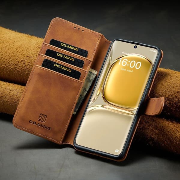 (Til Huawei P30 Pro) DG.MING Retro Læder Telefoncover med Kortplads blå