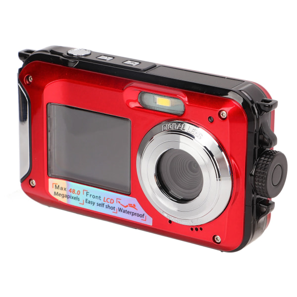Full HD 2,7K 48MP 10 jalkaa vedenpitävä vedenalainen digitaalikamera 16X digitaalinen zoom edessä, takana kaksinkertainen näyttö vedenpitävä digitaalikamera punainen /