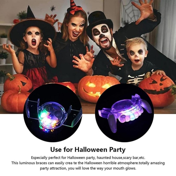 Halloween Glow olkaimet Lelut Vilkkuvat LED-suun olkaimet Valaistuvat pala Hehkuvat hampaat Halloween-juhlat Tricky Cosplay -valohammasproteesit