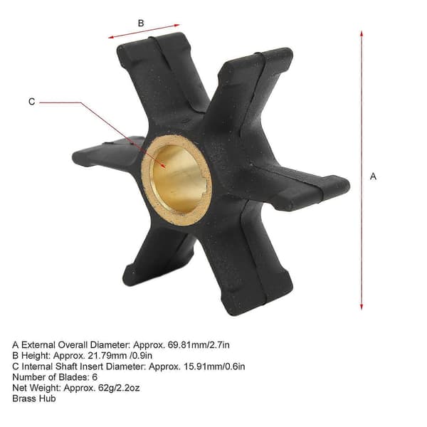 Johnson Evinrude OMC Outboard ter Pump Impeller 6 Blades 377230 Replacement 35hp 40hp 50hp 55hp