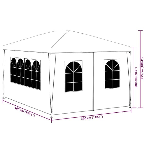 【BEMS】vidaXL Partytelt 4 vegger 3x4 m hvit Vit white