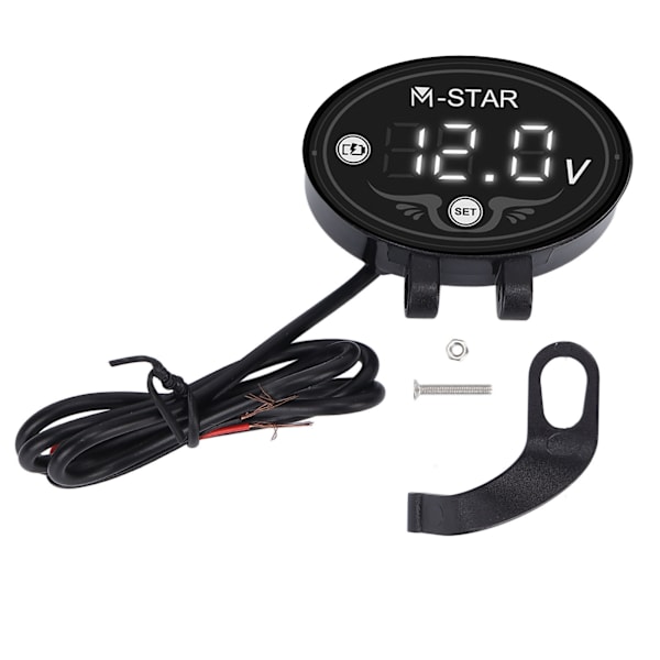 Motorcykel LED Voltmeter Digital 9‑24V Smart Vandtæt ABS-batterimonitor med høj præcision for sikker kørsel
