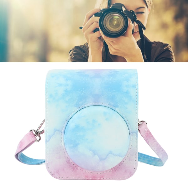 Mini Instant Camera Protective Bag PU kameraetui med justerbar skulderrem til Fujifilm Instax Mini 12 Camera Blue Pink /