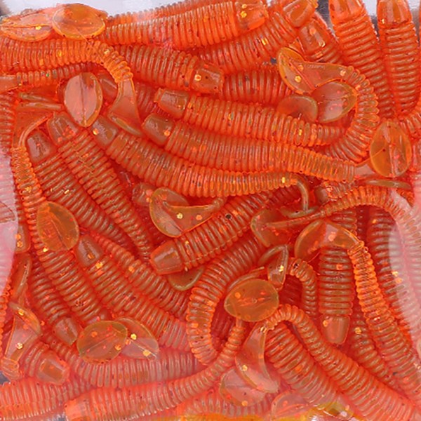 50 stk 5 cm Myke Plast Fiske Agner T-hale Grub Worm Agner Fiskeutstyr Tilbehør Oransje