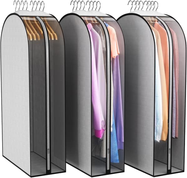 【BEMS】3-pack klädpåsar med dragkedja för garderobsförvaring 40inch