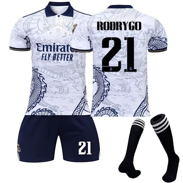 2223 Real Madrid dragemønster specialudgave nr. 21 Rodrigo trøjesæt No.21 Rodrygo #20(110-120 cm)