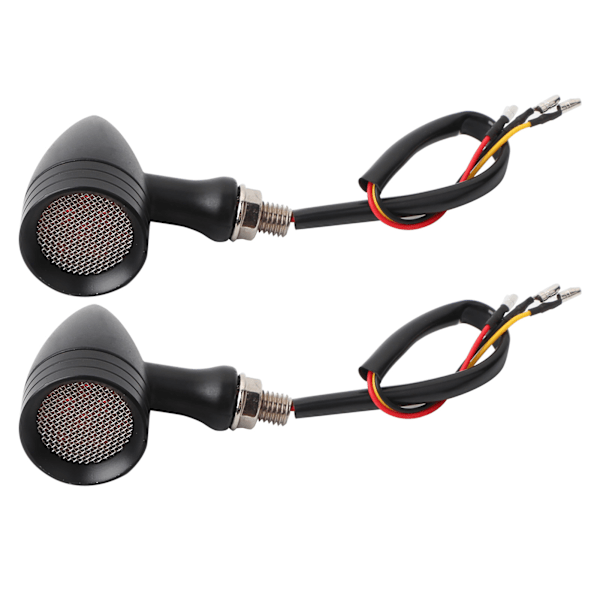 Universal Motorcykel Retro Bullet Grid LED Blinkers Bromsljus Metall Shell Blinkers Black Shell Gul lins