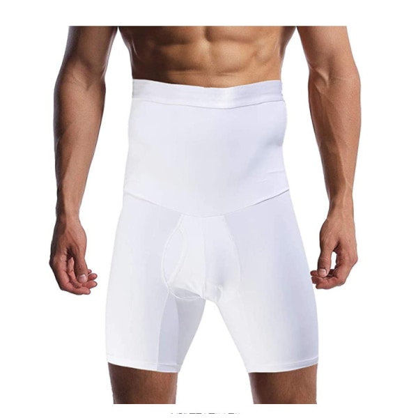 BE-Män's Slimming Shapewear Shorts för män - Magkontroll Boxer - Elastisk Butt Booster Body Shaper White L