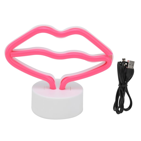 Læbeformede LED-neonskilte med stativ USB-drevet neonlyslampe til babyværelsesfest/