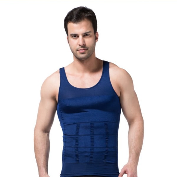 Body Shaping Sæson Mænds Shaping Undertøj Mænds Stram Vest Slankende Bryst Korset Talje Slankevest M blue