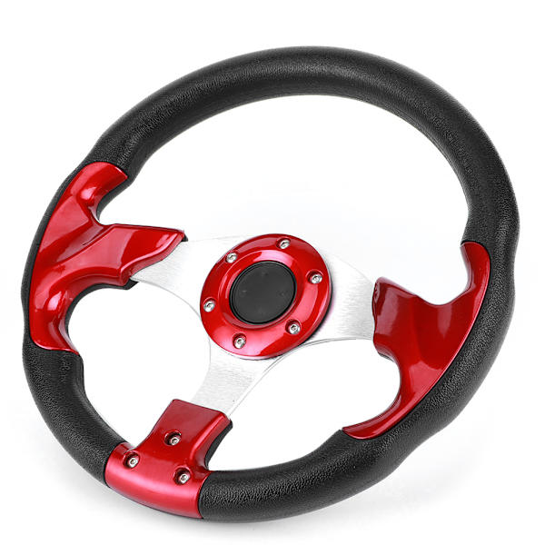 320mm/12,5 tum Racing Bilrattstyre med Tutknapp PVC Röd Färg Universal Modifierad Del