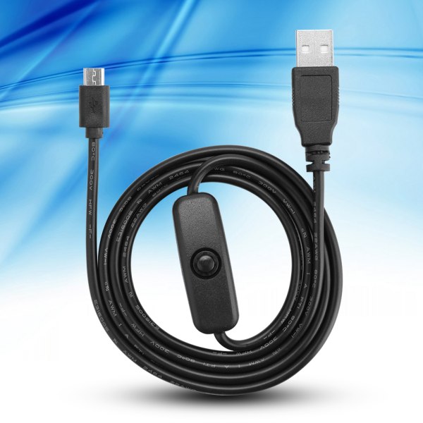 Micro USB Power Ladekabel med On OFF-knap til Raspberry Pi 3/2/B/B+/A++