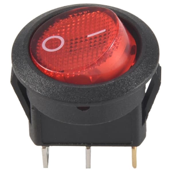 Vippebryter Bipolar PÅ AV Rød 3-polet 20mm Black  red