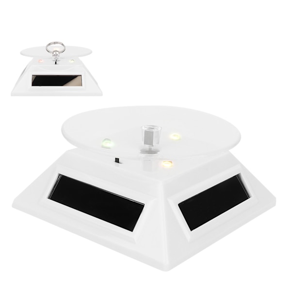 Elektrisk LED-lys Solcelledrevet Roterende Drejeskive Display Stativ til Smykker Telefon Ure Kamera