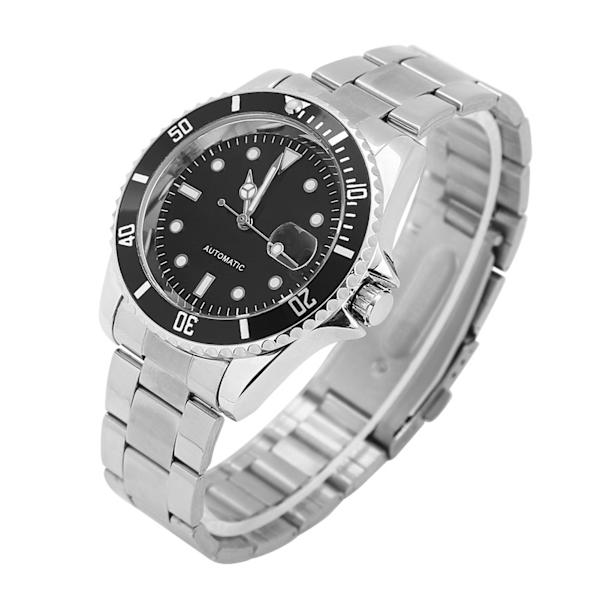 Winner Herre Automatisk Mekanisk Ur Rustfrit Stål Armbånd Ur Sort