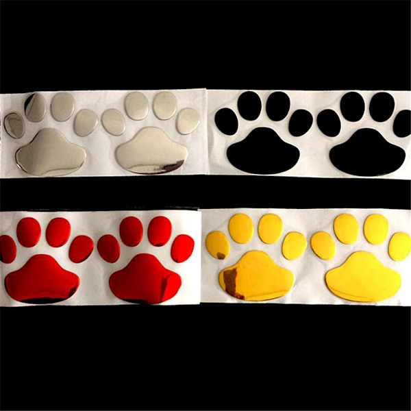 2 stk./sæt Bilsticker Cool Design Paw 3D Dyr Hund Potteaftryk Fodspor Dekal Bilstickere